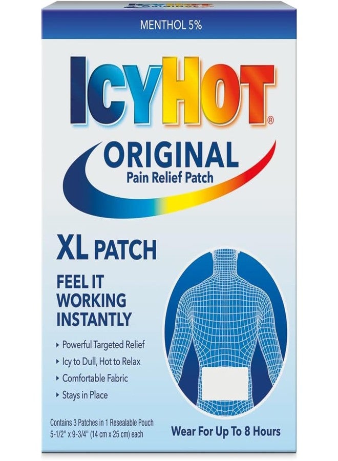 ICY HOT Medicated Patches Extra Strength Extra Large (Back) 3 Each (Pack of 10) - Image 1